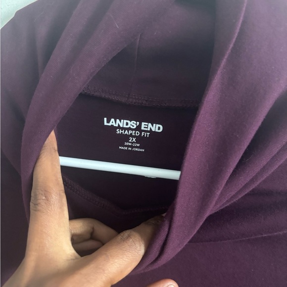 Lands’ End Womens Blouse Burgundy 2XL Turtleneck Supima Cotton Shaped Fit Career - Picture 7 of 7